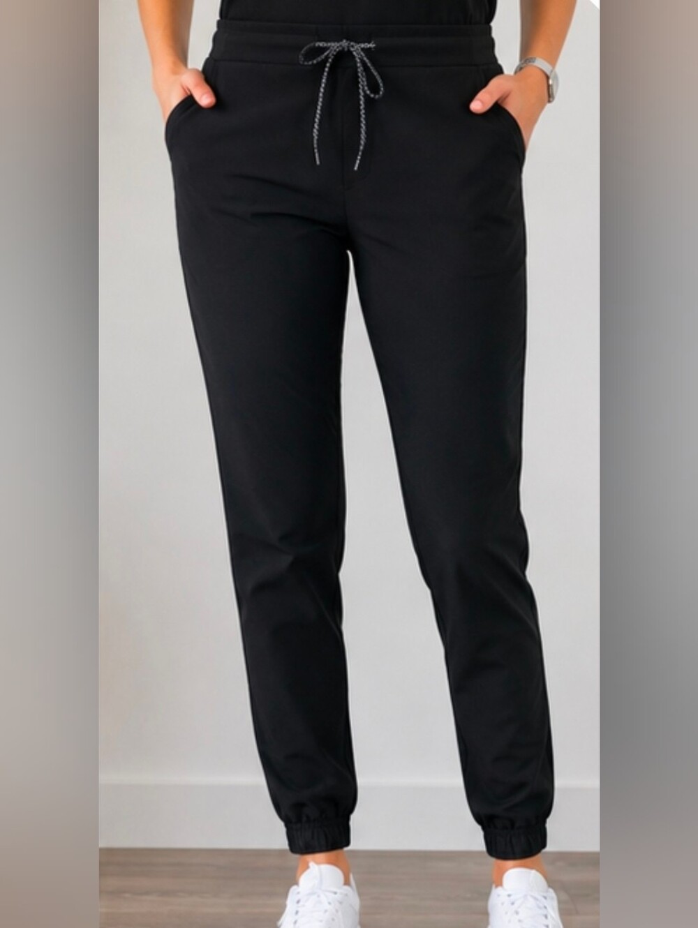 JAANUU Black Jogger Scrub Pants Women’s Large Stretch Tapered Medical